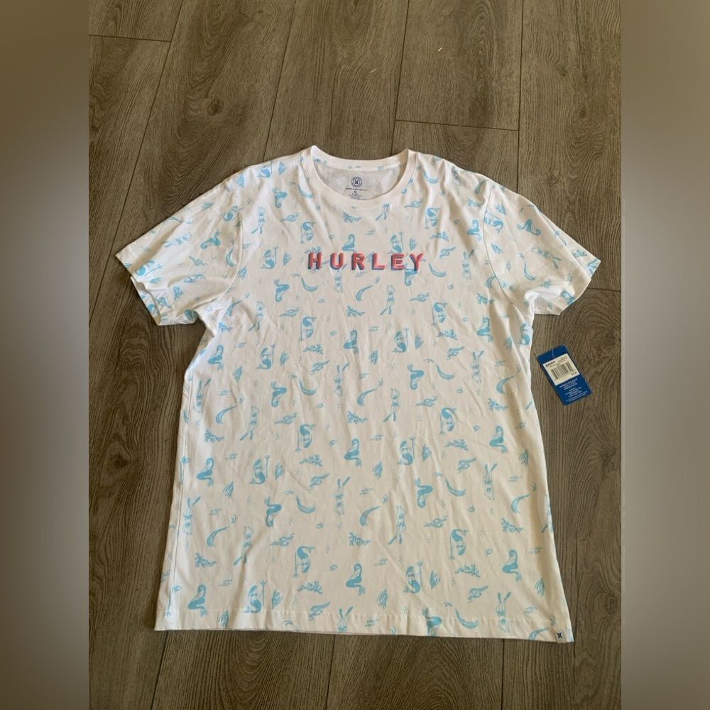 Hurley men’s mermaid design t shirt with embroidered Hurley